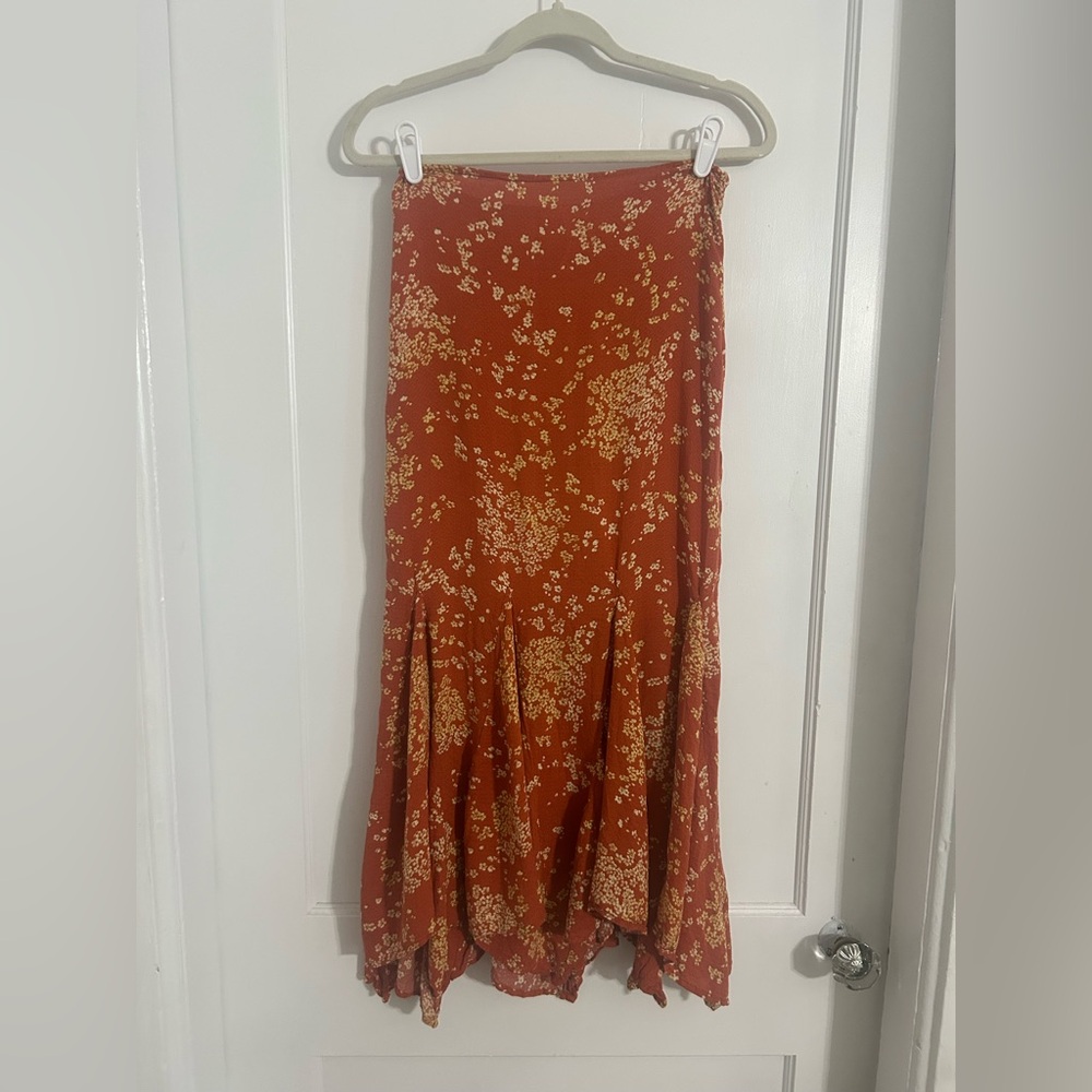 Free People Rust Floral Midi Skirt